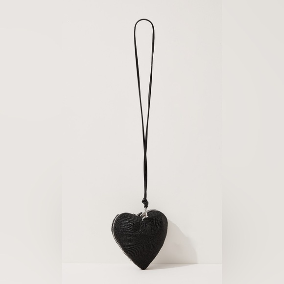 New! Staud Beaded Heart Clutch Bag in Black 🖤 🪩 Runway! - Picture 11 of 16